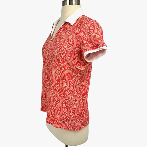 Bogner Size M Paisley Polo Shirt Pink Short Sleeve Collared Golf Leisure - Picture 5 of 12